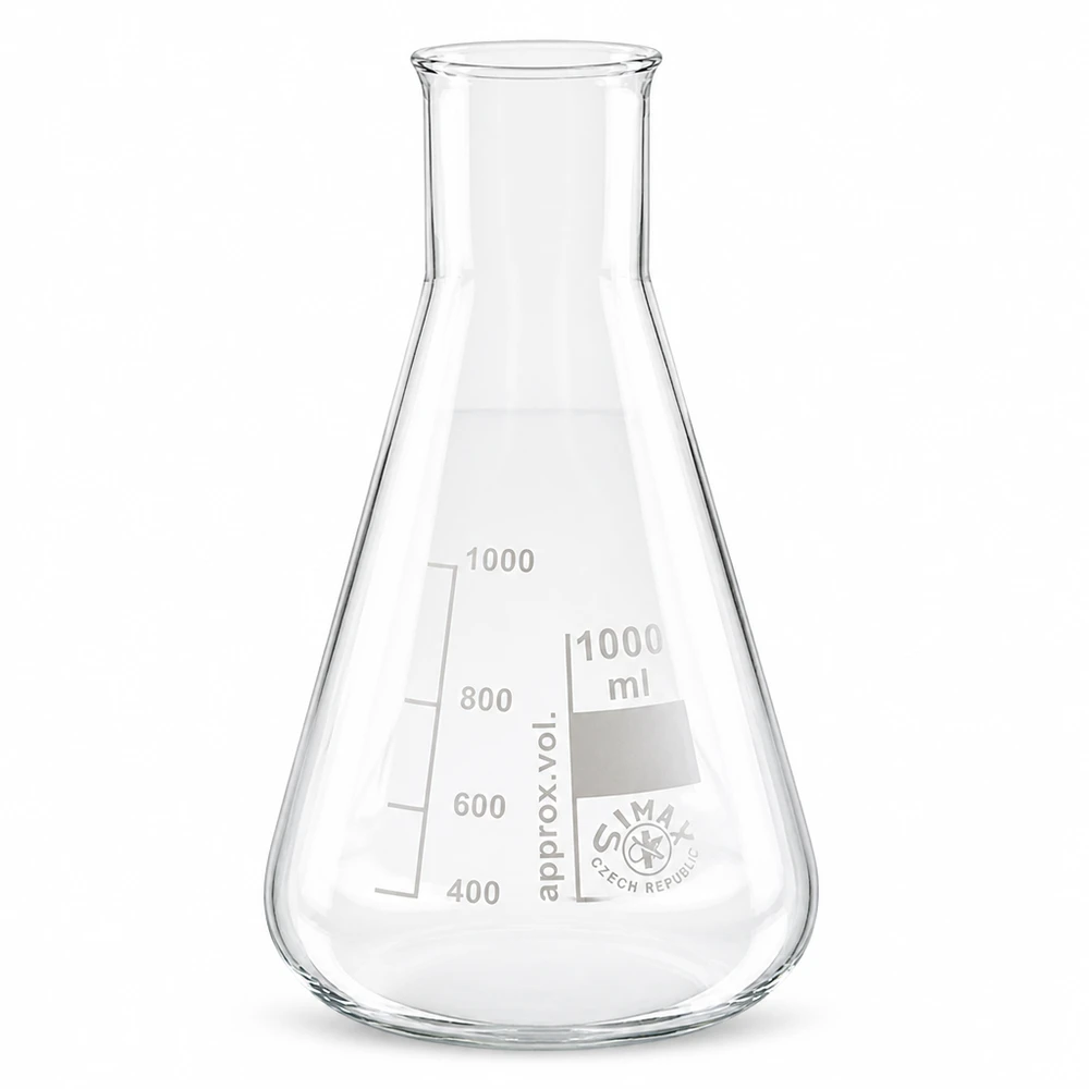 Erlenmeyer 1000ml col large, verre borosilicate