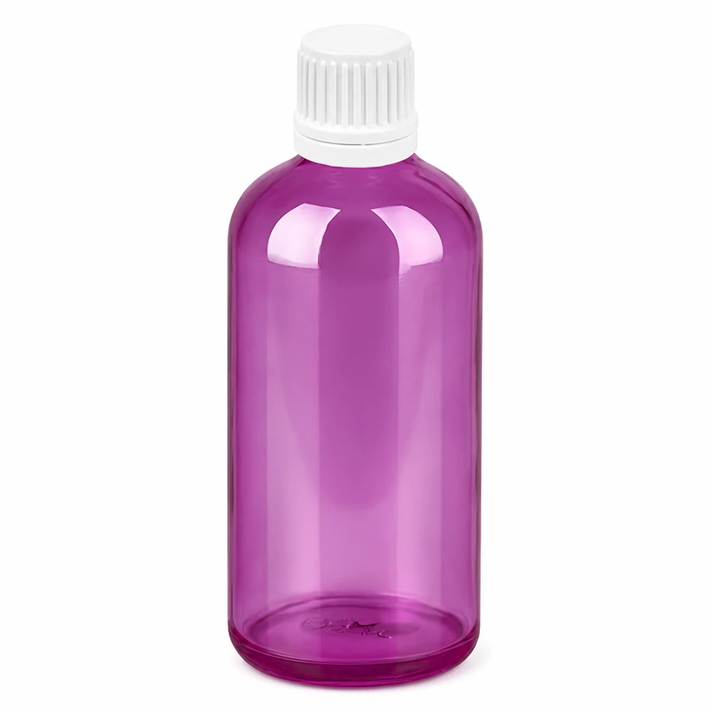 Flacon compte-gouttes 100ml 0,7mm blanc Originalité Bouchon à vis PurpleLine UT18/100 Flacon doseur précis de 100 ml avec ouverture de goutte de 0,7 mm, idéal pour l'aromathérapie et les cosmétiques