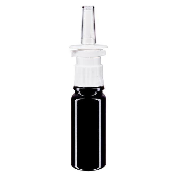 Flacon de pharmacie violet 10ml vaporisateur nasal blanc standard