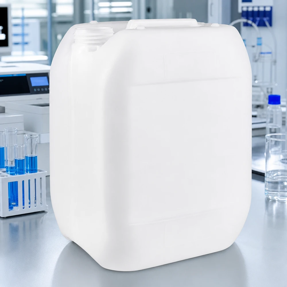 Bidon vide en PEHD de 10 L, sans couvercle, empilable, destiné aux produits chimiques et aux liquides