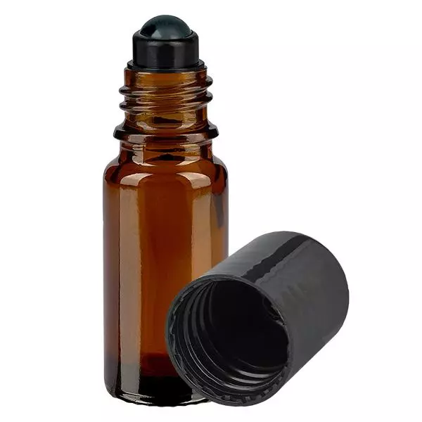 Flacon de déodorant en verre ambré 10 ml, déo à bille vide