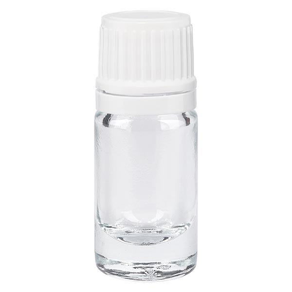 Flacon de pharmacie transparent 5ml bouchon à vis blanc orginal