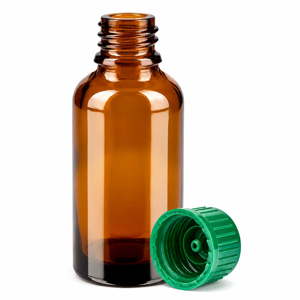 Flacon de 30ml 11mm SV vert STD BrownLine UT18/30 Flacon compact de 30 ml en verre brun anti-UV avec système de fermeture vert