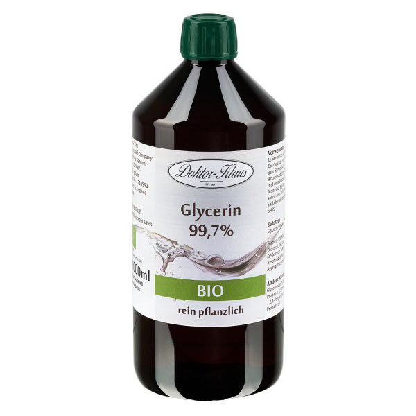 Glycérine bio 99,7 % en bouteille PET brune 1000 ml (inviolabilité) - E 422 Glycérine bio 99,7 % en bouteille PET brune 1000 ml (inviolabilité) - E 422