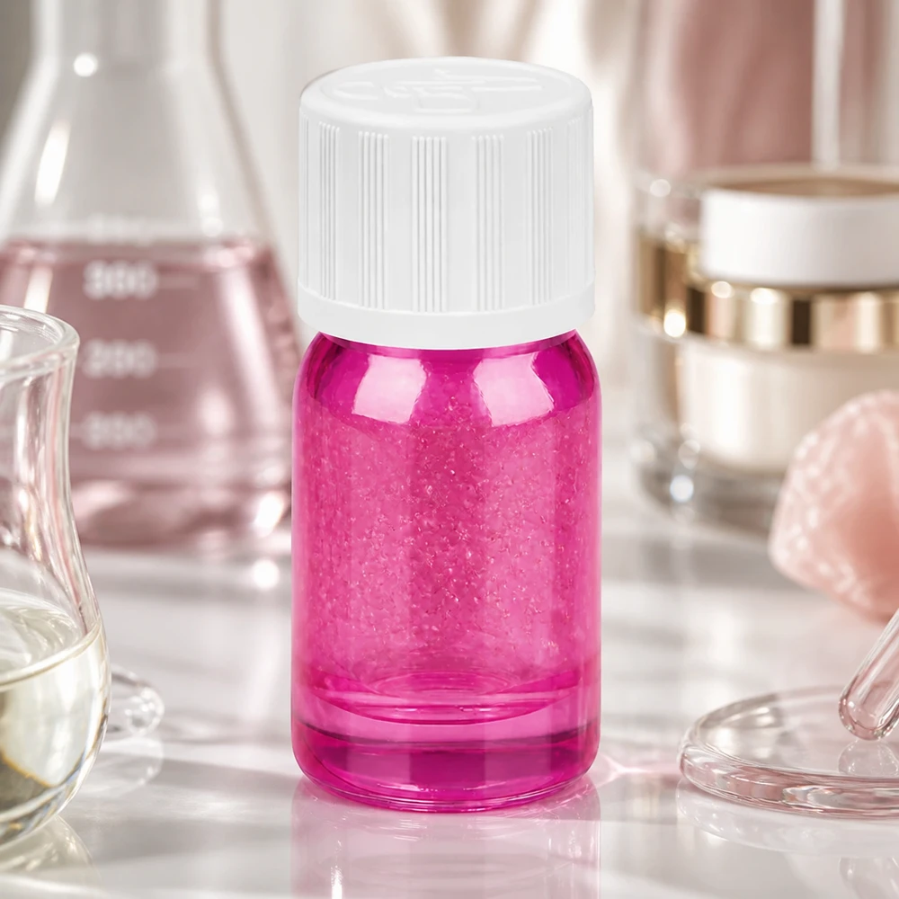 Bouteille violette pour petits récipients en verre spécial avec fermeture inviolable pour la pharmacie