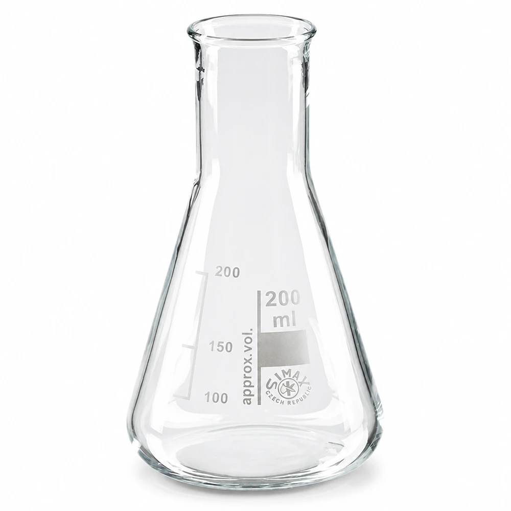 Erlenmeyer 200ml col étroit, verre borosilicate Erlenmeyer 200ml col étroit, verre borosilicate