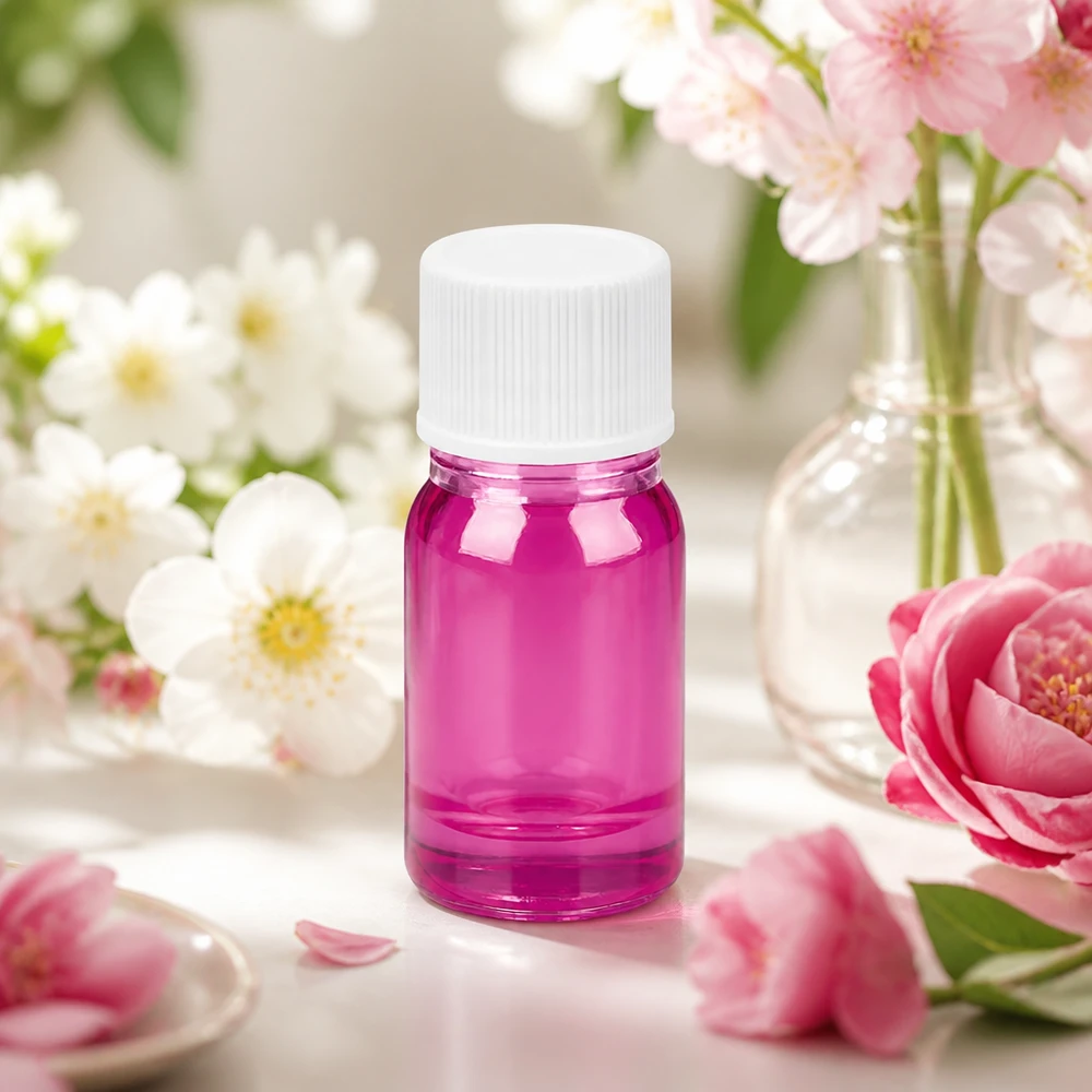 Flacon 5ml bouchon à vis 11mm blanc standard PurpleLine UT18/5 Flacon violet de 5 ml avec bouchon blanc, parfait pour les tailles de voyage de parfums et d'huiles.