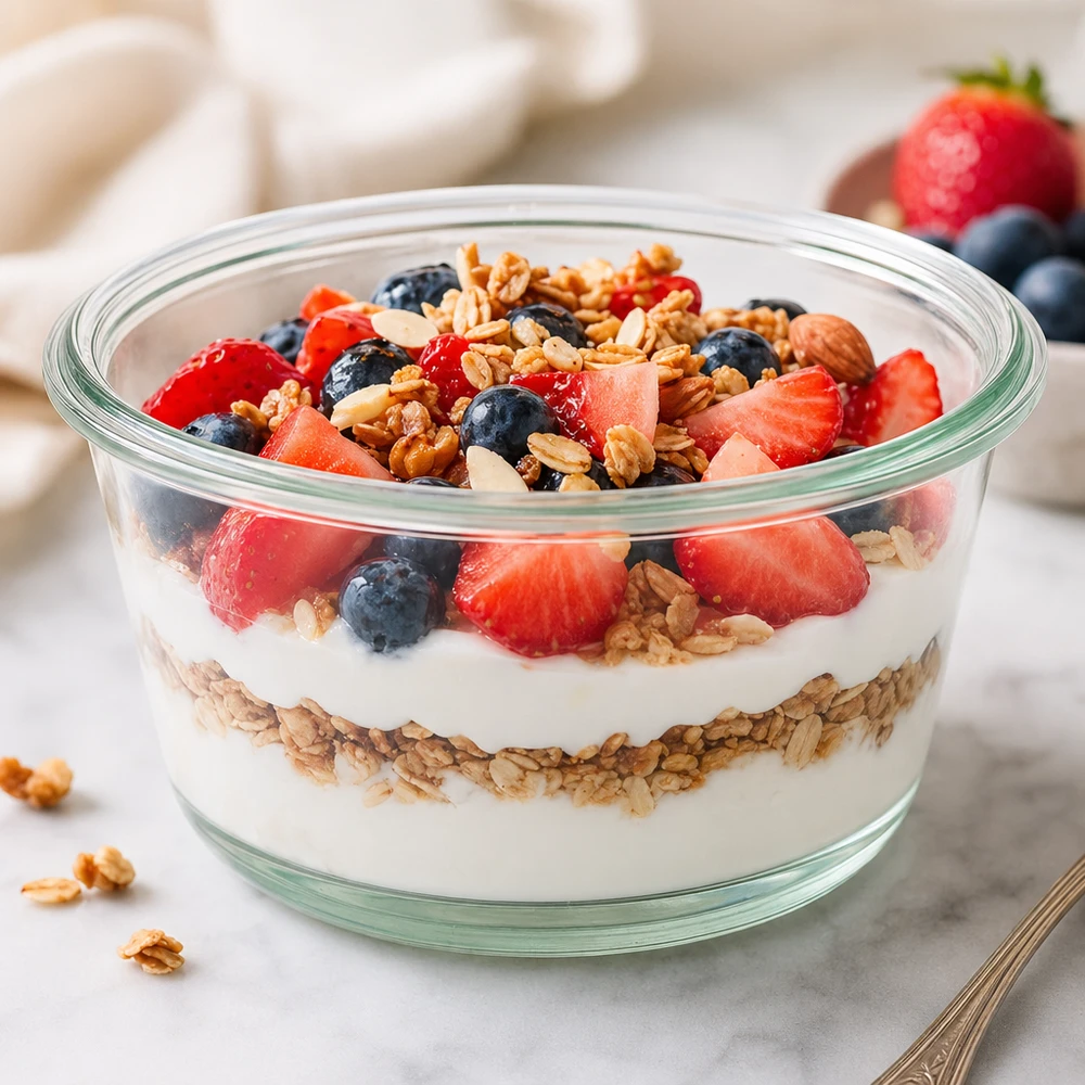 290ml bocal gourmet WECK RR100 WECK RR100 Verre gourmet de 290 ml avec yaourt granola parfait Baies et noix servies comme bol de petit-déjeuner sain