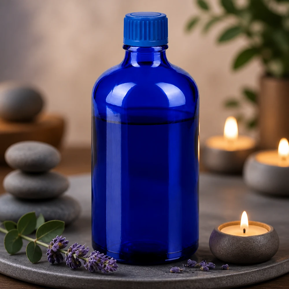 Flacon de 100ml 11mm SV bleu STD BlueLine UT18/100 Flacon de laboratoire bleu réutilisable 100ml en verre résistant aux produits chimiques pour échantillons