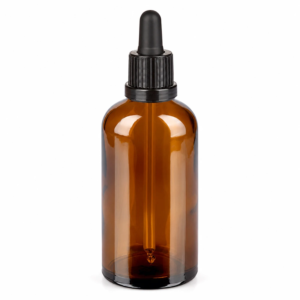 Flacon à pipette 100ml noir OV BrownLine UT18/100 BrownLine Bouteille à pipette 100ml ambrée pour la cosmétique et la pharmacie