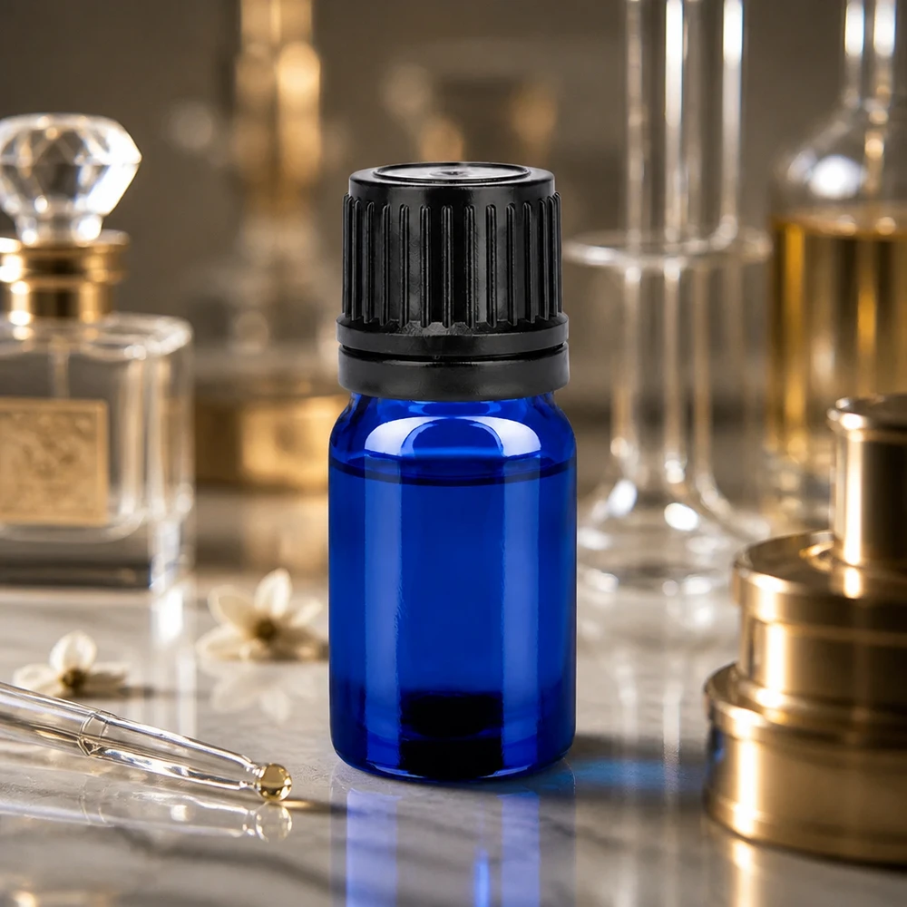 Flacon 5ml 11mm SV noir OV BlueLine UT18/5 Bouteille en verre professionnelle de 5ml avec couvercle noir pour les mélanges d'arômes et les essences