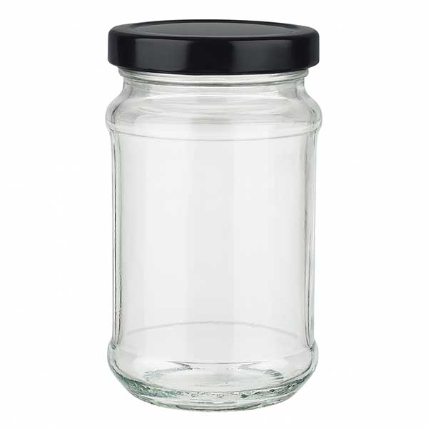 390ml Verre rond avec couvercle BasicSeal noir UNiTWIST