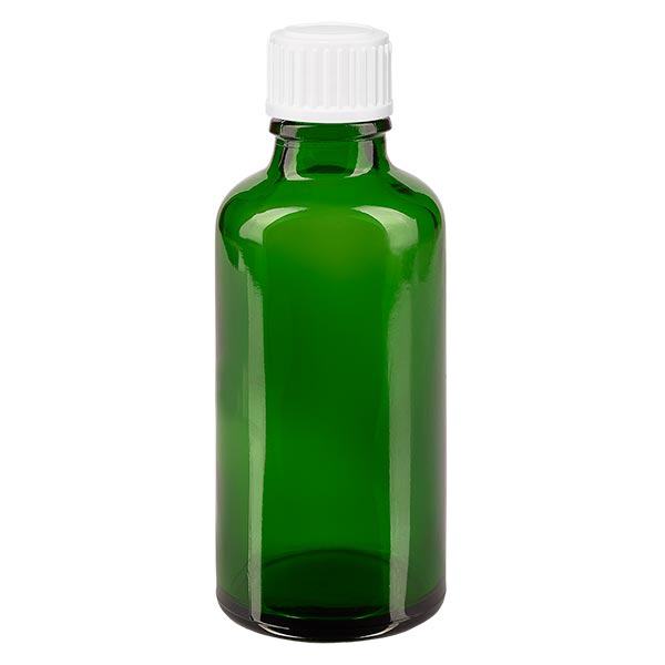 Flacon à pharmacie vert 50ml bouchon à vis blanc Globuli Standard
