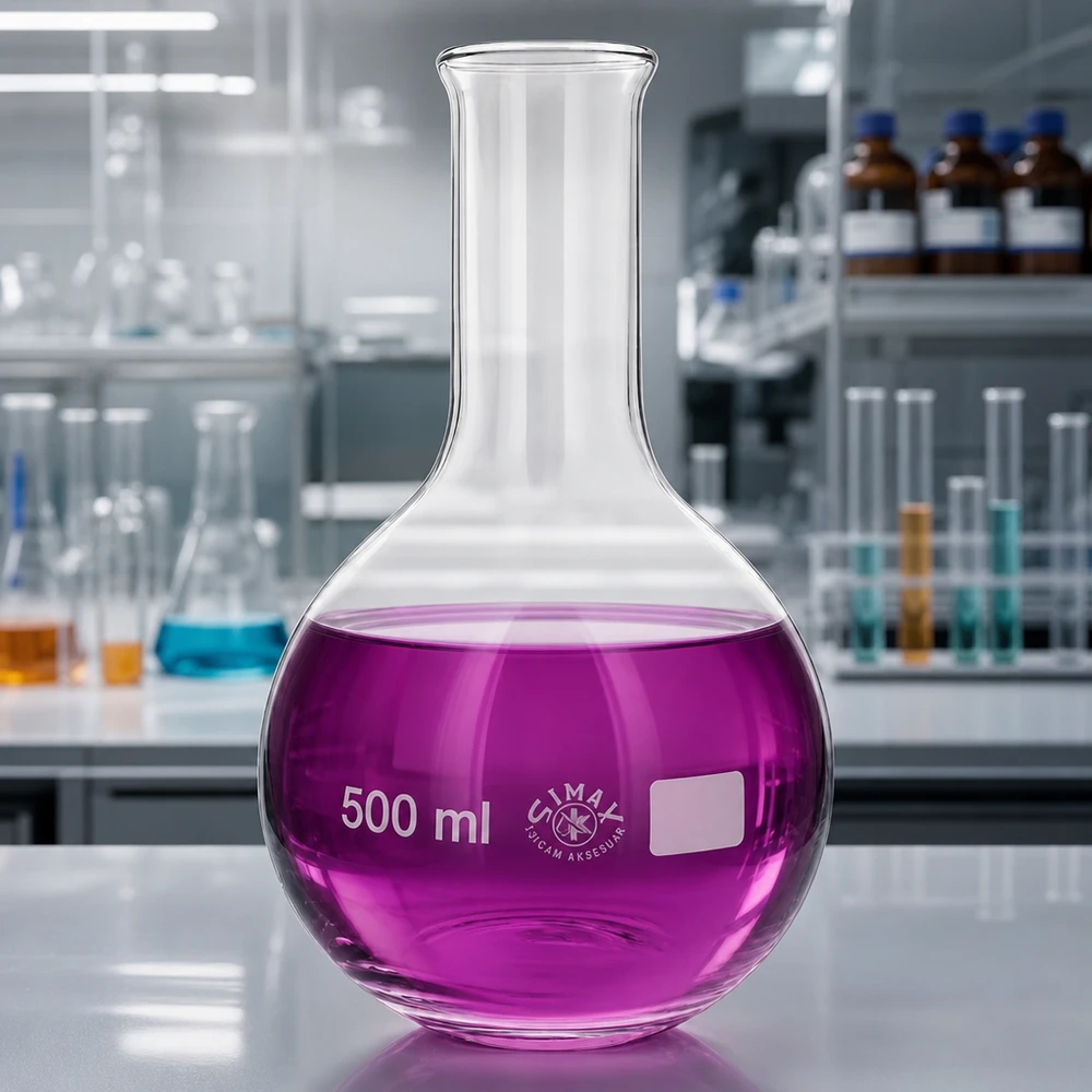 Ballon à fond plat 500 ml à col étroit, en verre borosilicate avec bord renforcé Verrerie de laboratoire Fiole à col étroit 500ml qualité professionnelle pour la recherche