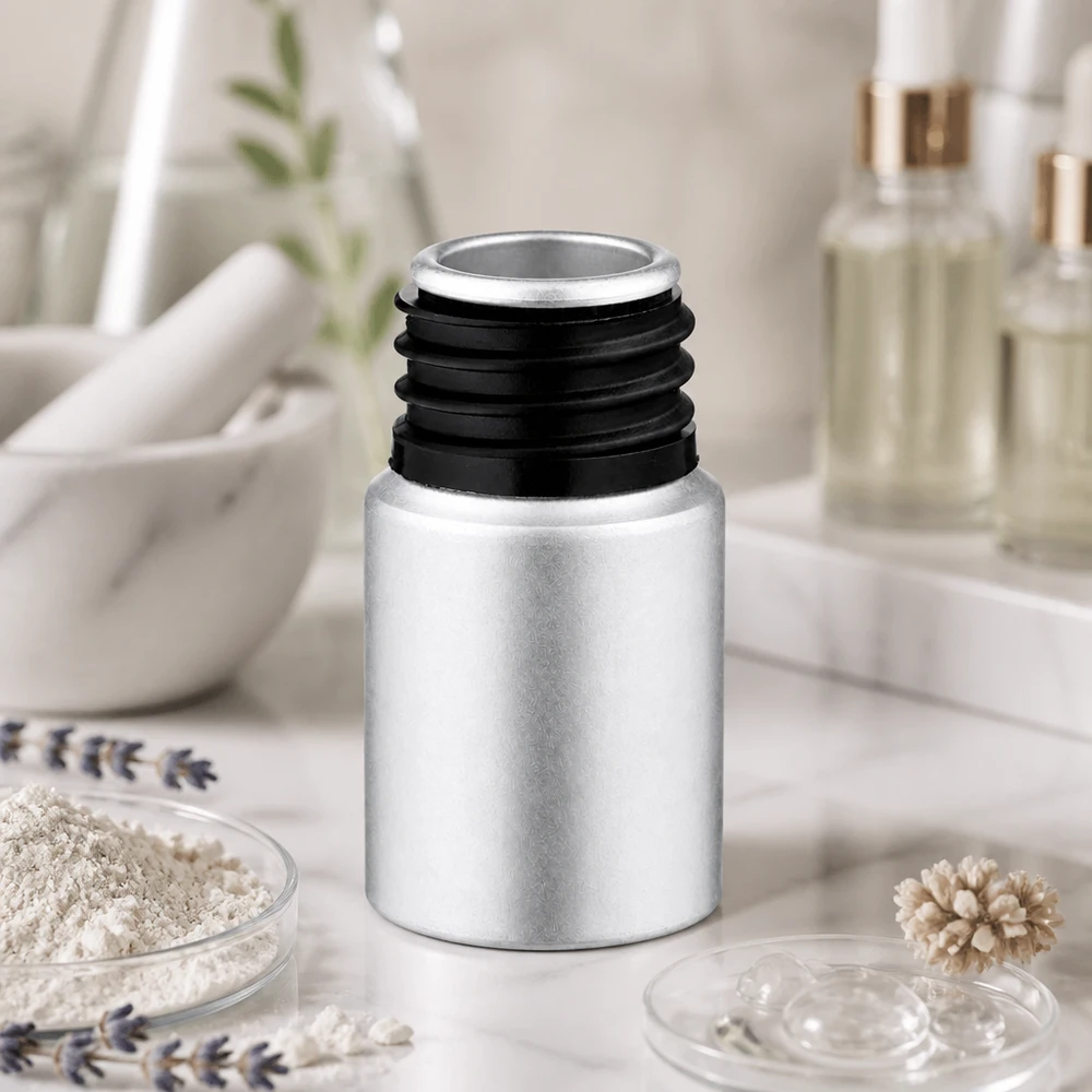 Bouteille en aluminium teinté 10 ml, sans bouchon Flacon argenté compact de 10ml en aluminium parfait pour les petites quantités de cosmétiques