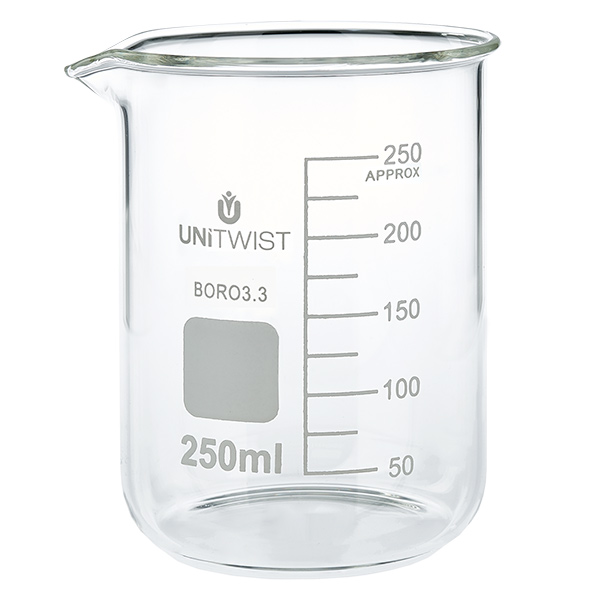 Bécher 250ml borosilicate, forme basse UNiTWIST Bécher 250ml borosilicate, forme basse UNiTWIST
