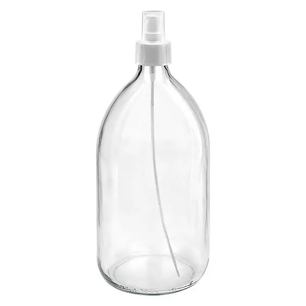 Flacon à médicaments Euro de 1000 ml transparent Vaporisateur blanc