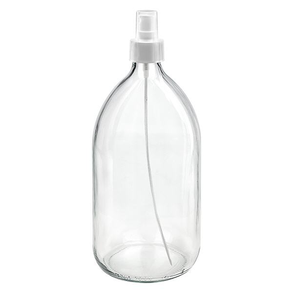 Flacon à médicaments Euro de 1000 ml transparent Vaporisateur blanc Flacon à médicaments Euro de 1000 ml transparent Vaporisateur blanc