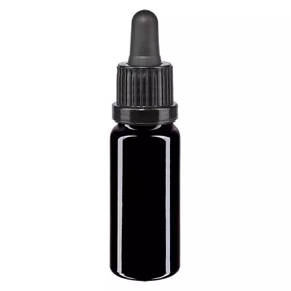 Flacon de pharmacie viol. 10ml pipette noir OV