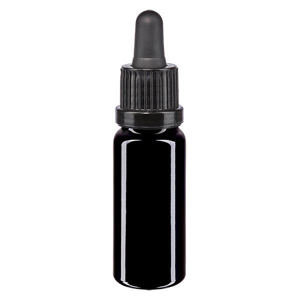 Flacon de pharmacie viol. 10ml pipette noir OV