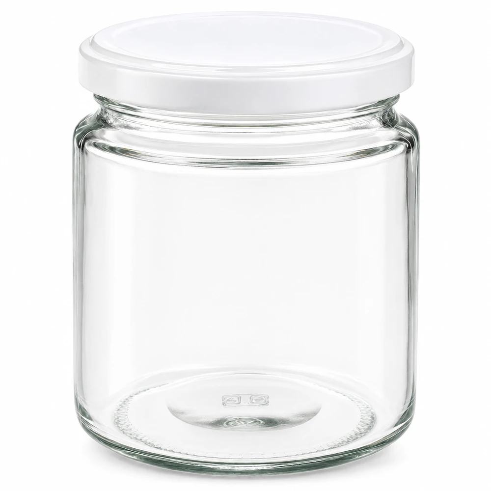 Pot à miel de 250ml avec couvercle blanc BasicSeal UNiTWIST, pot en verre vide pour miel et confiture
