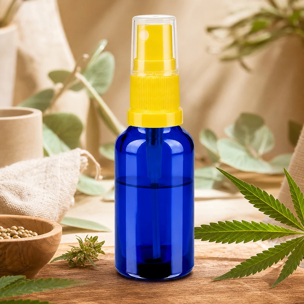 Vaporisateur 30ml jaune/tr. STD BlueLine UT18/30 Bouteille en verre maniable de 30 ml avec une fine brume, parfaite pour les cosmétiques et les produits de soin DIY