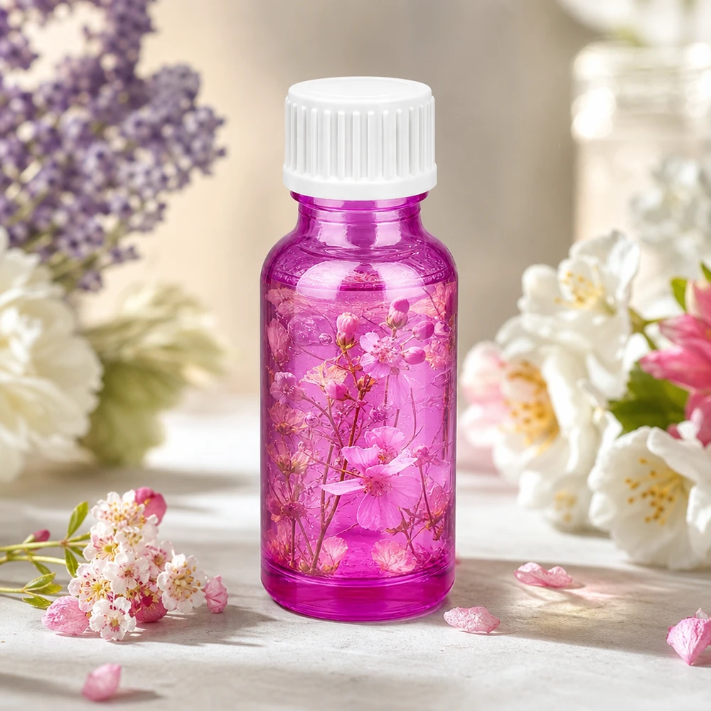 20ml (globules)Flacon 3mm bague de coulée blanc standard PurpleLine.UT18/20 Bouteille en verre violet élégante de 20 ml avec un matériau robuste pour un stockage durable