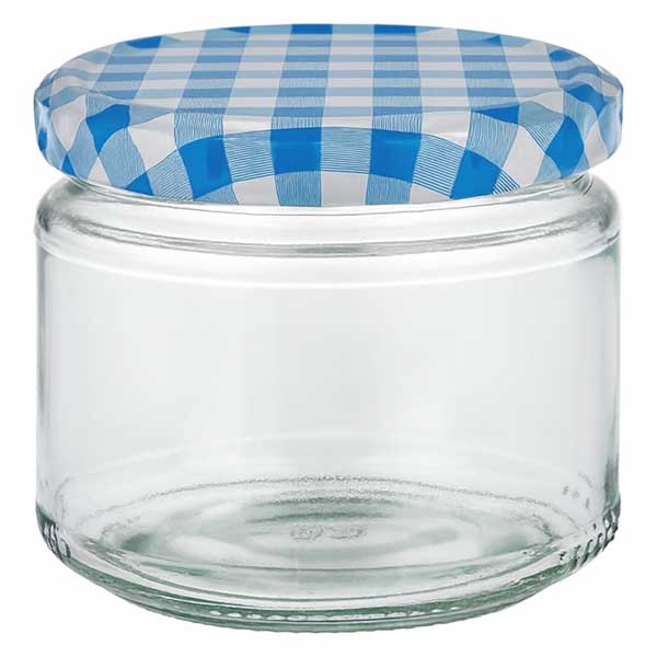 330ml Verre rond avec couvercle BasicSeal bleu/blanc UNiTWIST