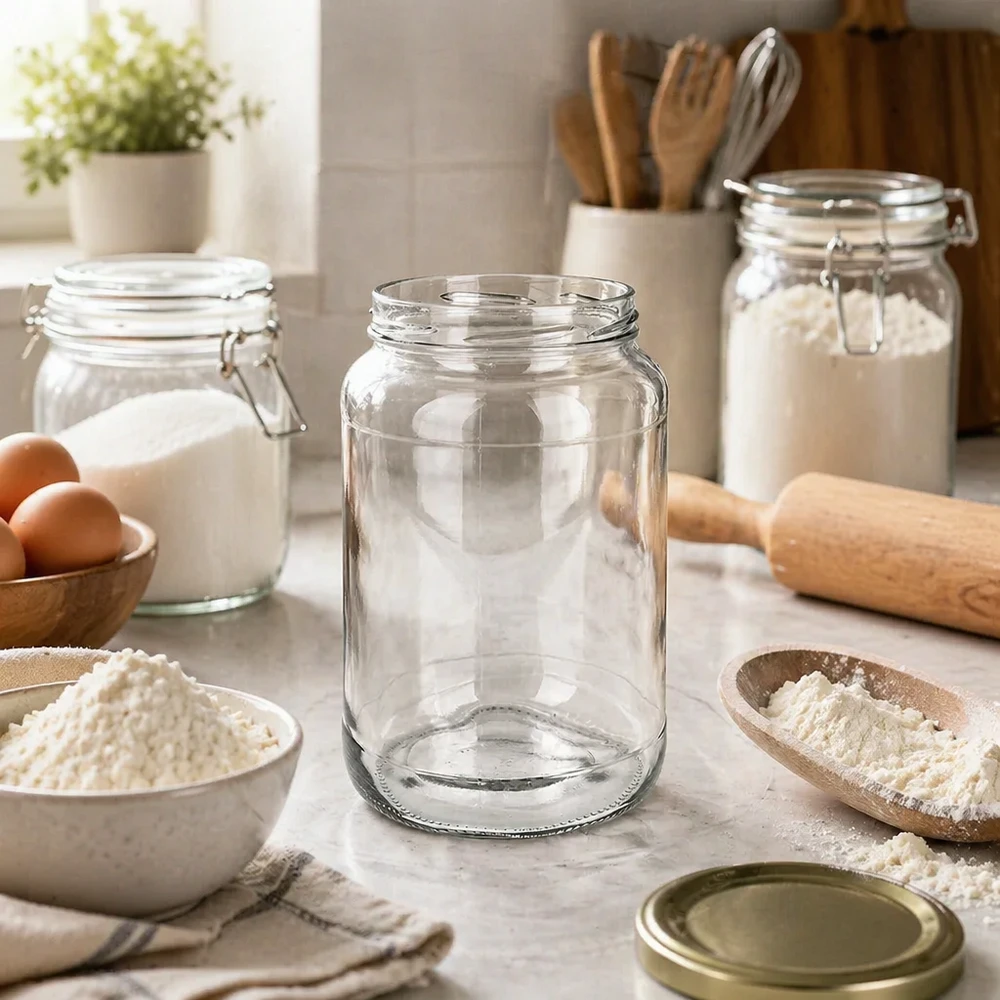UNiTWIST Runda1700 Verre renversé 1700ml TO100 dans une cuisine moderne pour cuire avec de la farine Œufs Rouleau à pâtisserie Ustensiles de cuisine