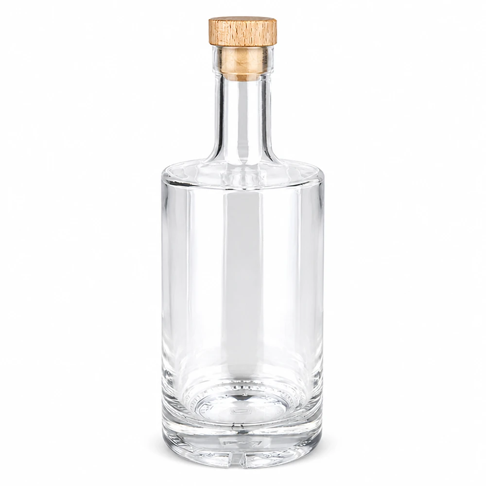 Bouteille en verre 500 ml « Nora » avec bouchon en bois UNiTWIST® Bouteille en verre Nora de 500ml avec bouchon à poignée en bois UNiTWIST - verre clair vide avec bouchon en bois