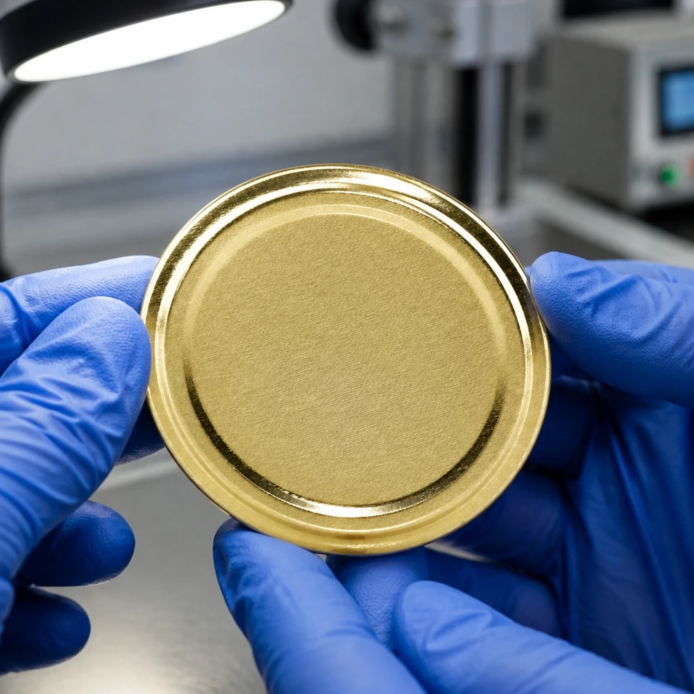 Couvercle BasicSeal 82 mm doré (TO82) UNiTWIST Couvercle métallique UniTwist BasicSeal doré TO82 82 mm : fabrication, inspection, éclairage de laboratoire