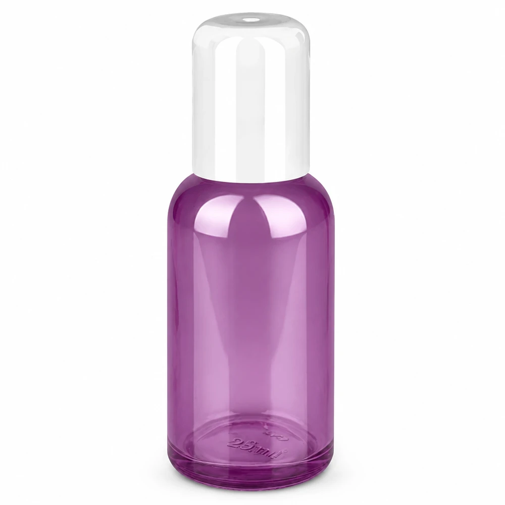 Flacon roll-on 30ml blanc standard PurpleLine UT18/30 Bouteille cosmétique de 30ml avec fonction roll-on en verre violet pour sérums et huiles