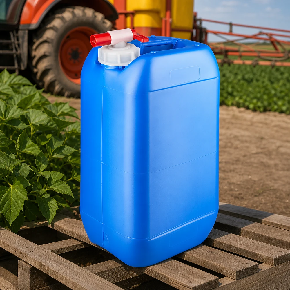 Bidon 15 litres bleu avec robinet Bidon agricole bleu de 15 litres muni d'un robinet, destiné au stockage de produits phytosanitaires