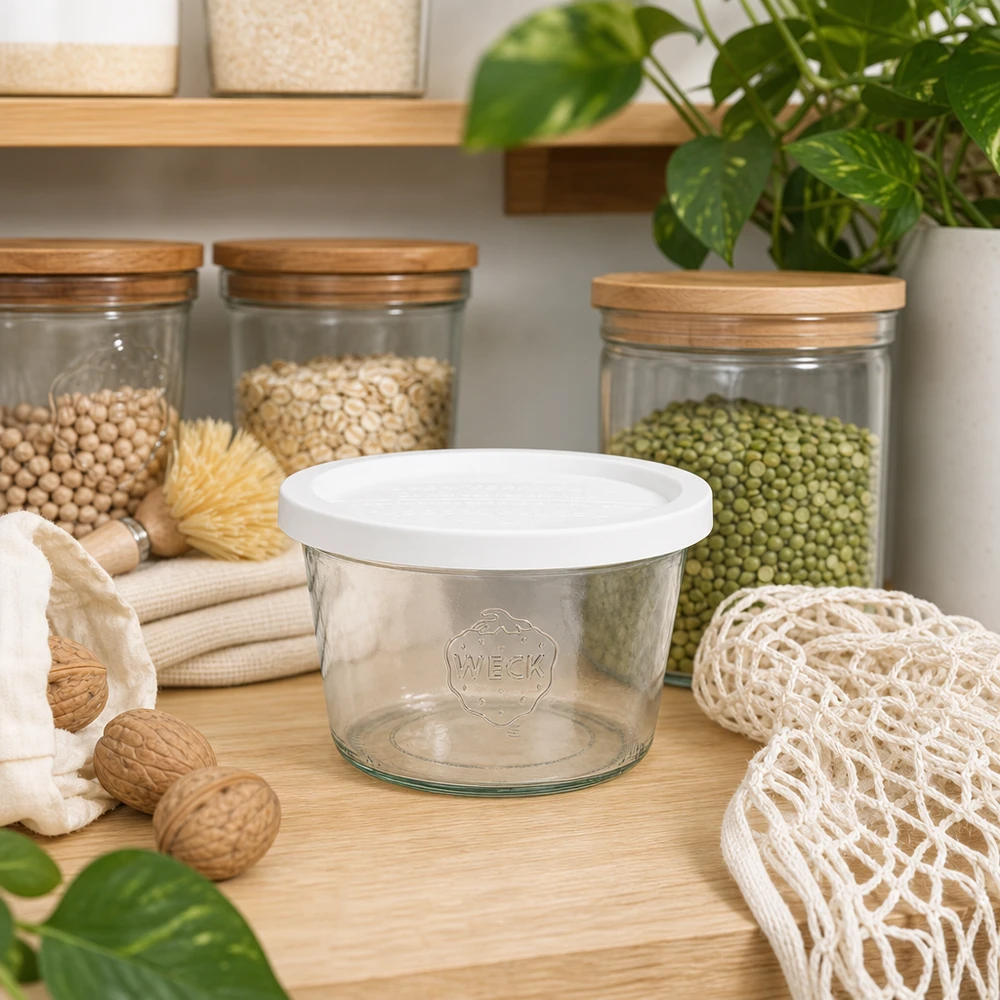 Bocal en verre de 370 ml avec couvercle hermétique WECK RR100 WECK Pot renversé 370ml RR100 dans la cuisine durable Zero-Waste avec bocaux à provisions Légumes secs et accessoires écologiques