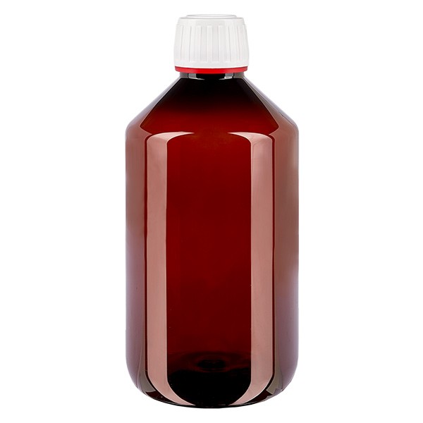 Bouteille PET 500ml avec bouchon blanc/rouge OV