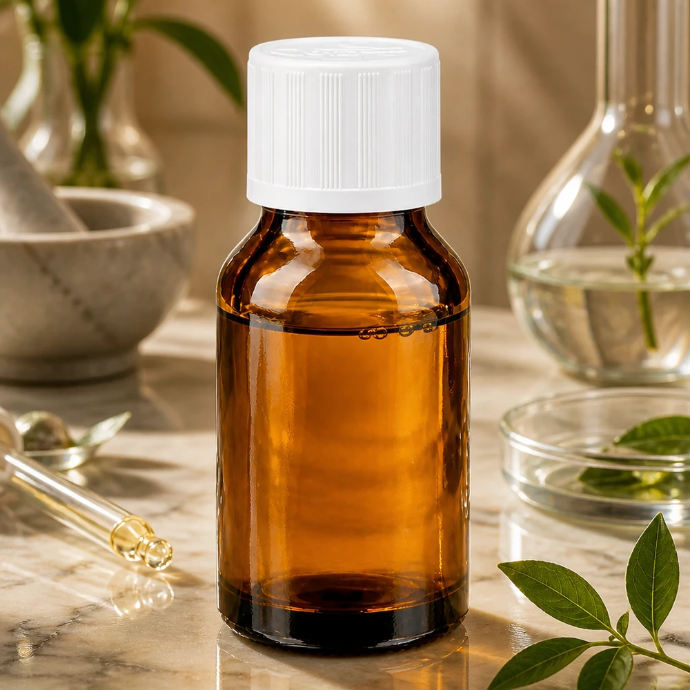 Flacon de pharmacie brun 30ml bouchon vissant blanc sécurité enfant std Flacon en verre de 30 ml, couleur ambre, muni d'un bouchon blanc à sécurité enfant, destiné aux cosmétiques naturels et aux huiles