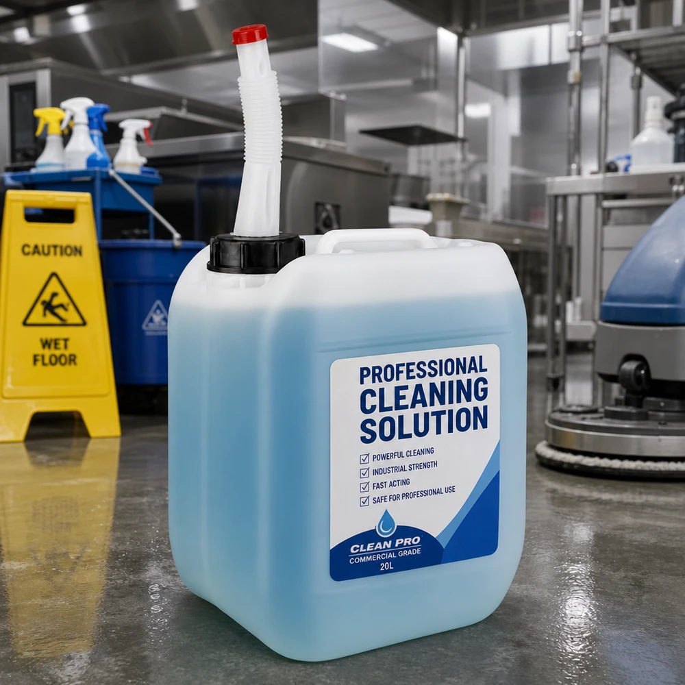 Bidon 5 litres avec tuyau d'écoulement Flex Bidon professionnel de 5 litres avec bec verseur flexible utilisé dans une cuisine professionnelle