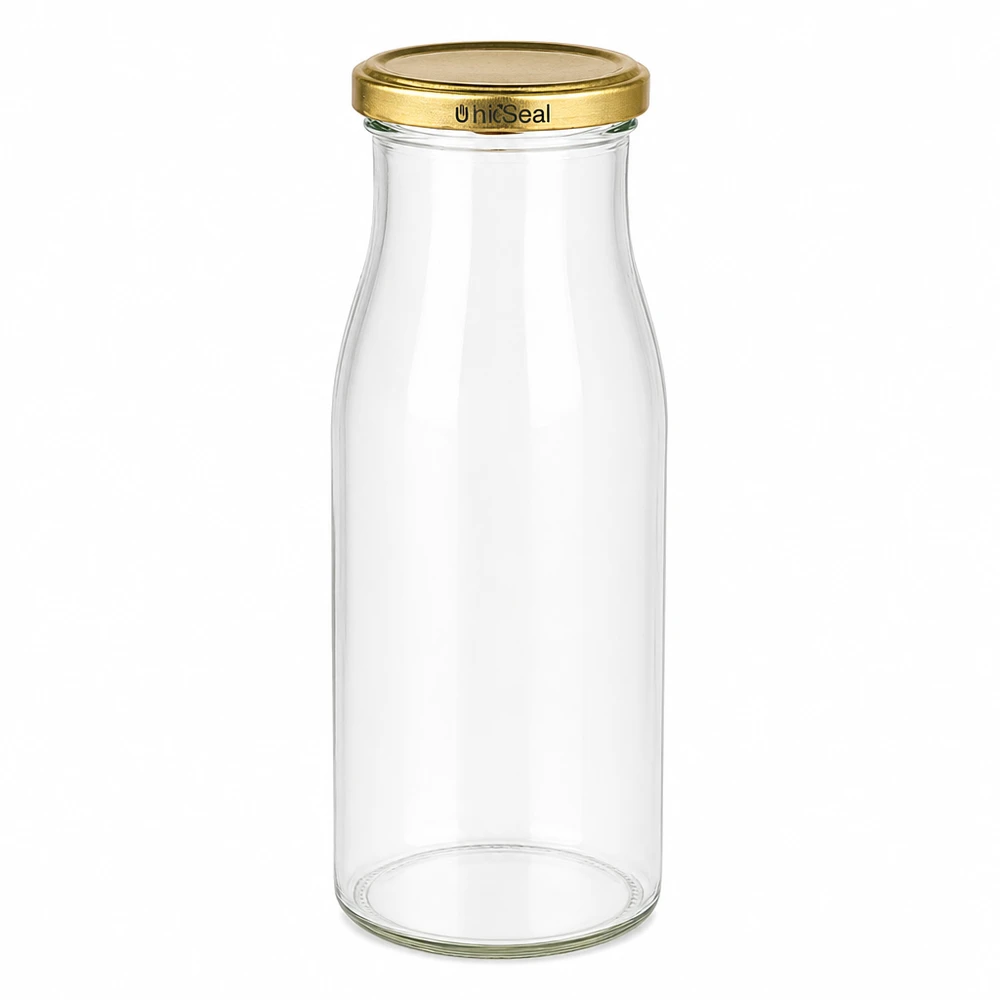 UNiTWIST Bouteille en verre 150ml avec couvercle TO43 BioSeal doré verre transparent bouchon à visser