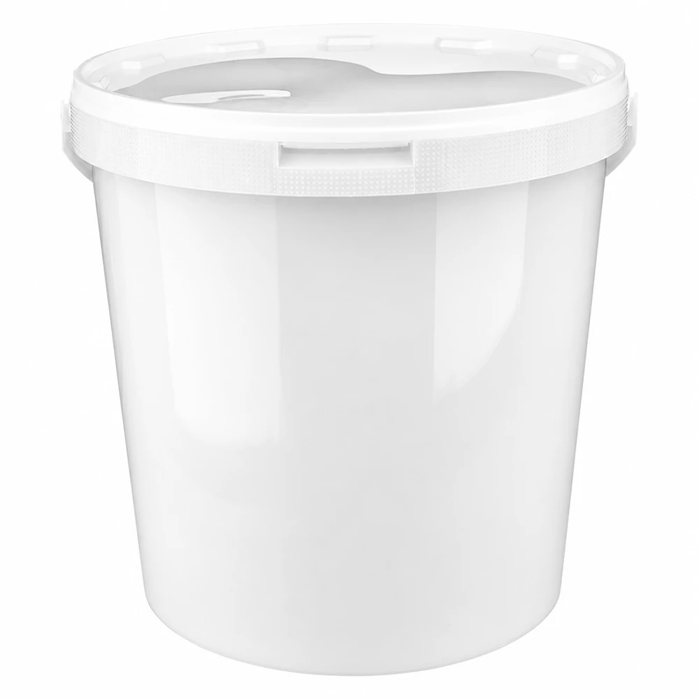 Grand seau en plastique blanc de 10,7 litres avec couvercle, idéal pour le stockage et le transport
