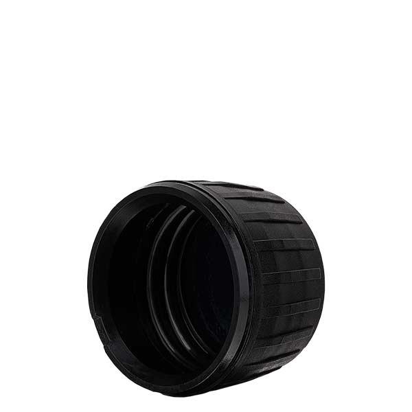 Capsule à vis noire pour bouteilles d'eau violettes