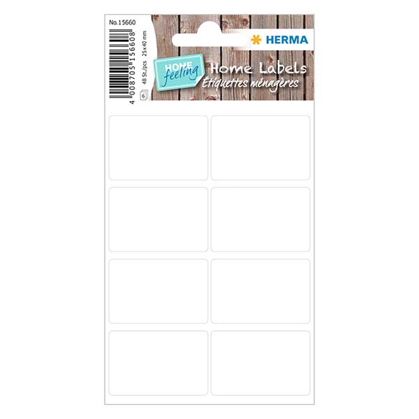 Étiquettes universelles blanches (48 stickers) 25x40mm Étiquettes universelles blanches (48 stickers) 25x40mm