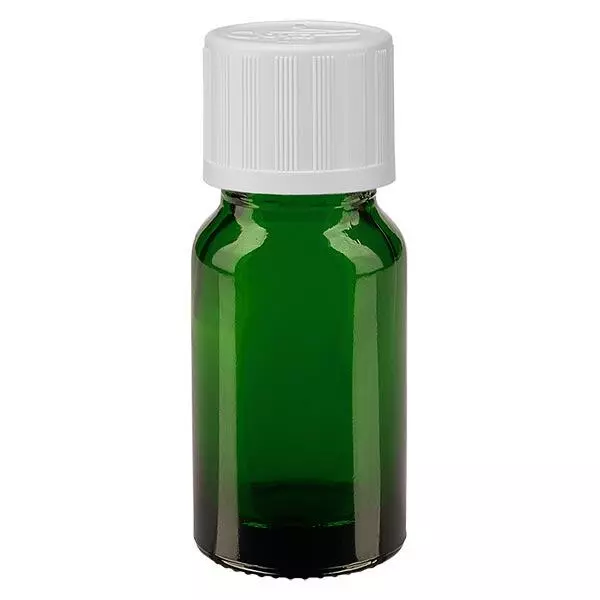 Flacon à pharmacie vert 10ml bouchon à vis blanc sécurité enfant standard