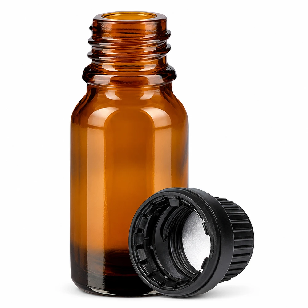 Flacon 10ml 11mm SV noir OV BrownLine UT18/10 Bouteille en verre ambré 10ml UT18/10 avec SV noir OV pour les applications pharmaceutiques et de laboratoire