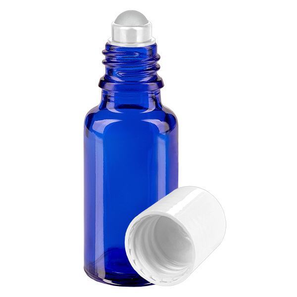 Flacon de pharmacie bleu 20ml Roll-On bouchon blanc Flacon de pharmacie bleu 20ml Roll-On bouchon blanc