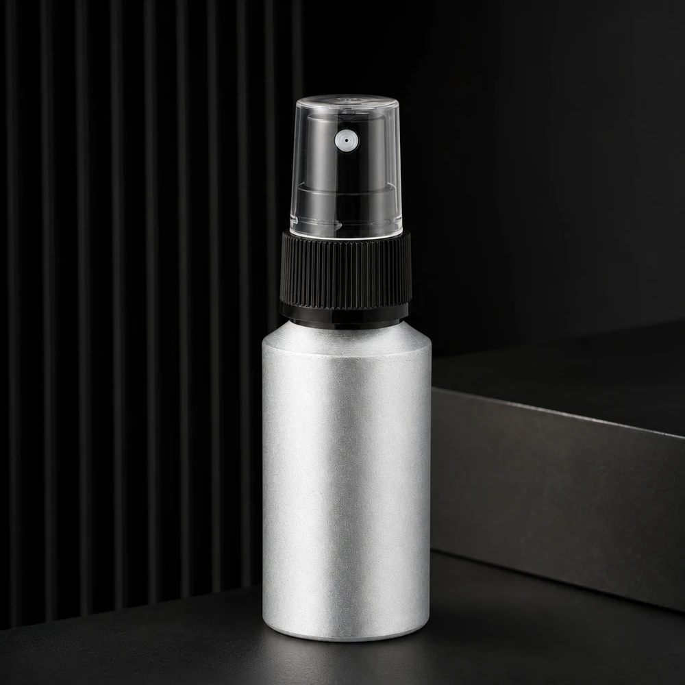 Bouteille en aluminium teinté 30 ml, avec vaporisateur à pompe noir Vaporisateur en aluminium rechargeable de 30 ml avec bouchon anti-fuite pour un usage quotidien