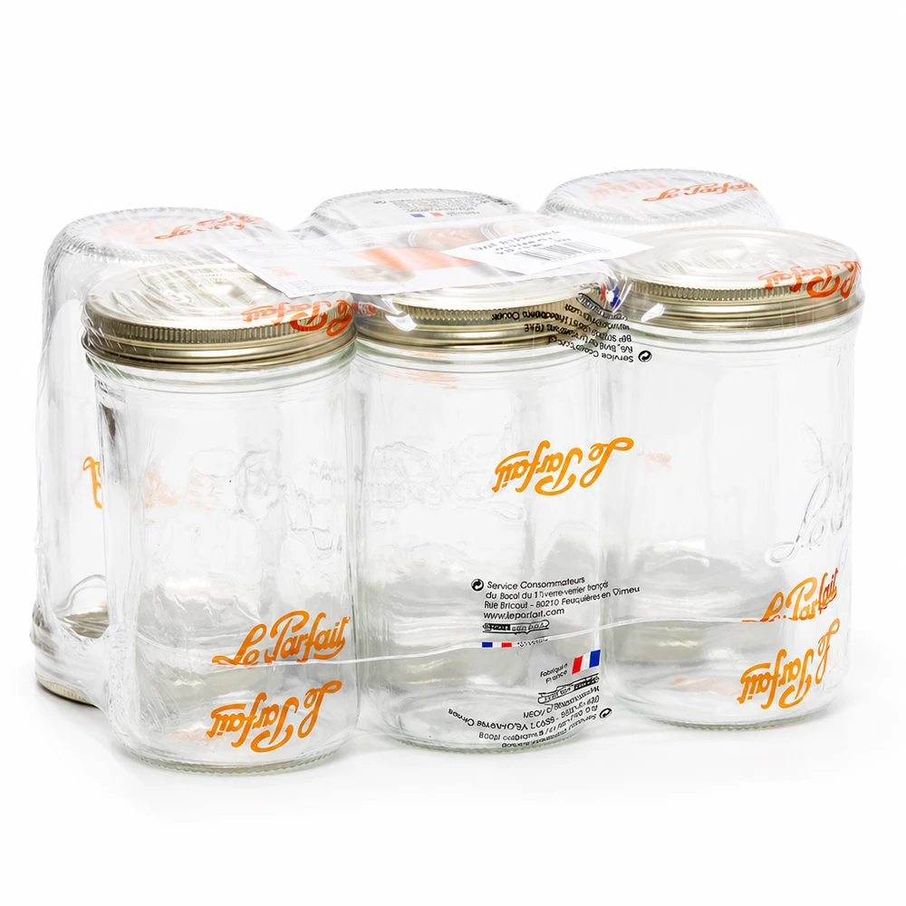 Le Parfait Pots à l'envers 1020ml Familia Wiss avec système de couvercle en 2 parties en pack de 6 Pots de conservation de France
