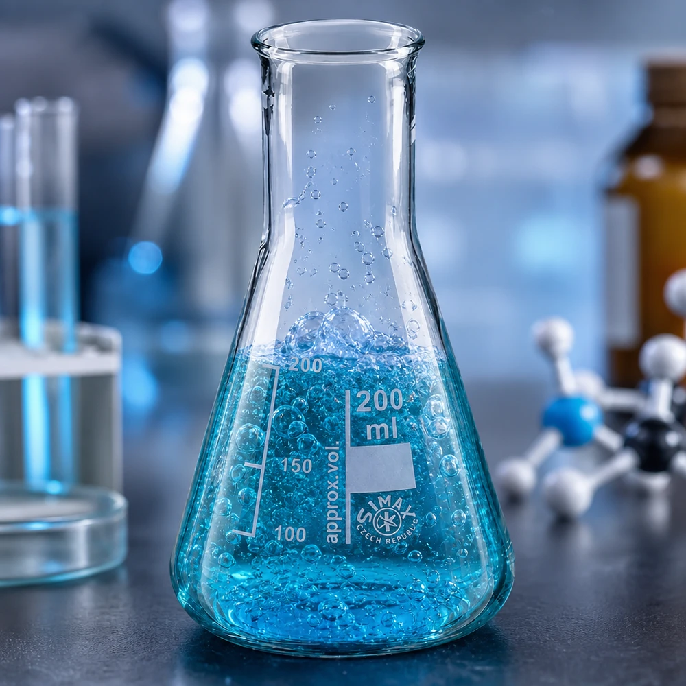 Erlenmeyer 200ml col étroit, verre borosilicate