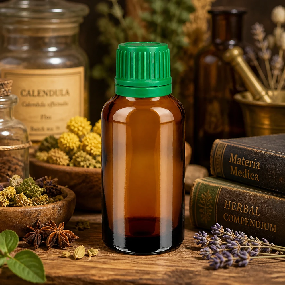Flacon 30ml 11mm SV vert OV BrownLine UT18/30 Bouteille en verre pratique de 30 ml avec bouchon vert anti-fuite pour une utilisation mobile