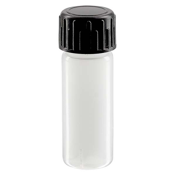 Tube à échantillons 5 ml fabriqué en PE-LD couleur naturelle, avec bouchon à vis noir Tube à échantillons 5 ml fabriqué en PE-LD couleur naturelle, avec bouchon à vis noir