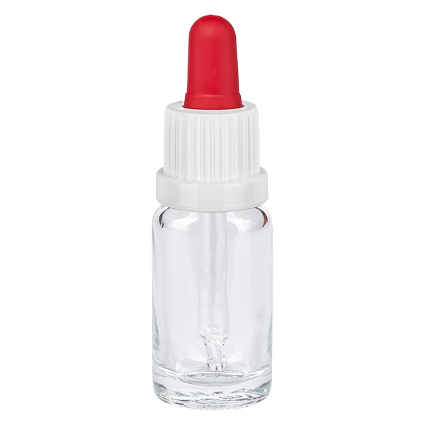 Flacon à pipette 10ml blanc/rouge OV ClearL. UT18/10